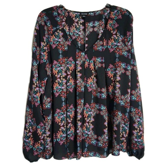 Women's a.n.a Long Sleeve Floral Blouse Top Size XL - Picture 1 of 7